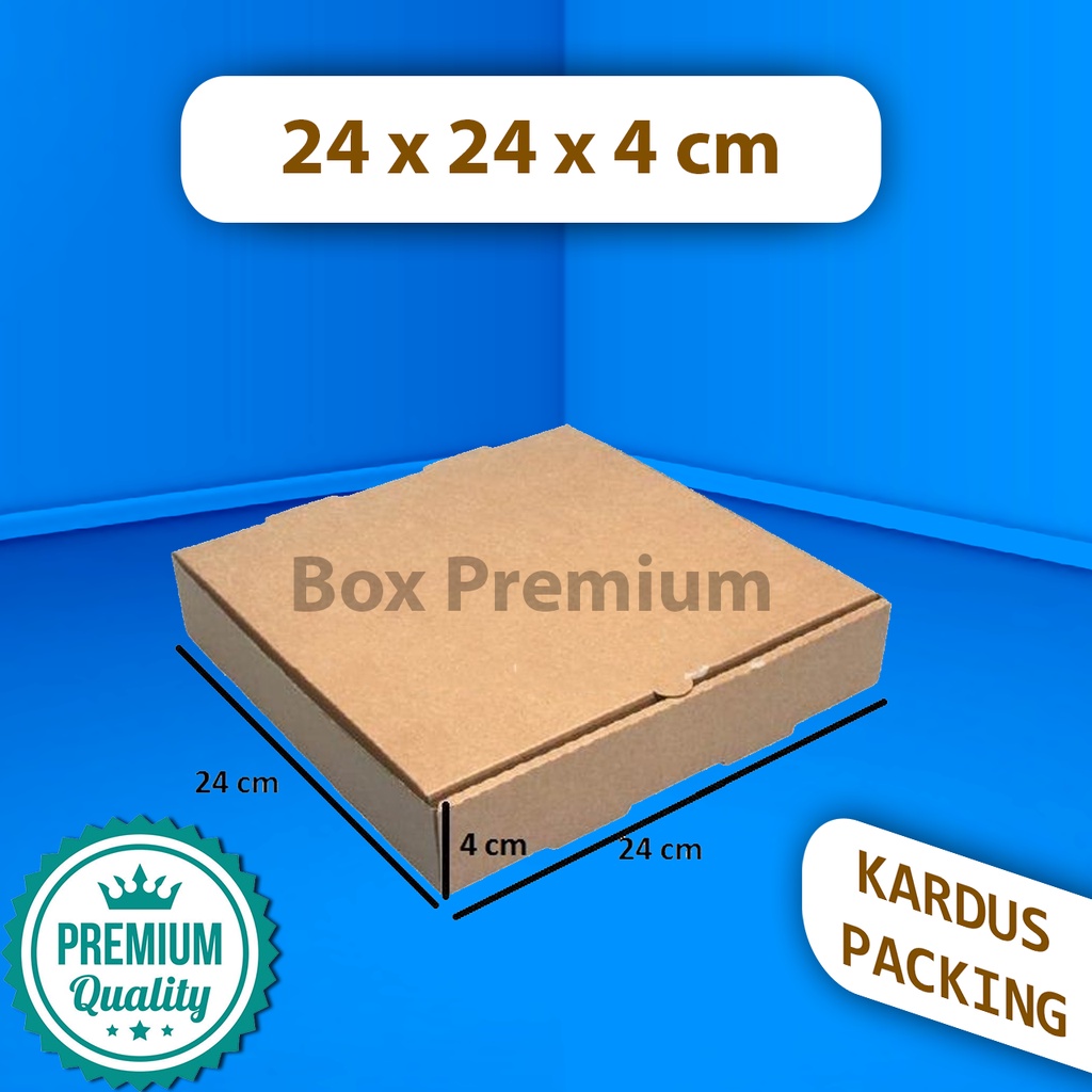 

{ISI 5 pcs} Kotak Kardus Dus Box Packing Pizza Kue Pakaian Donat Syal 24x24x4 cm
