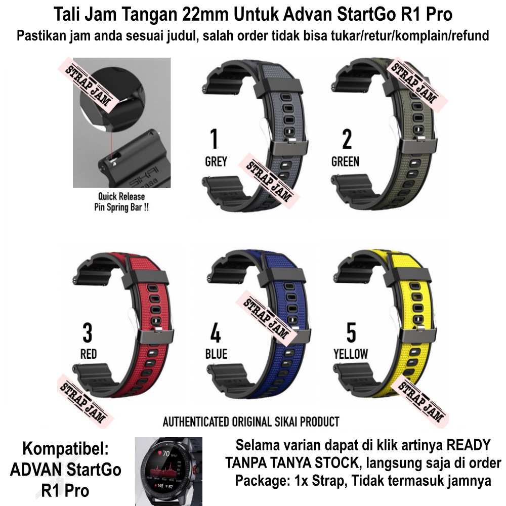 SIKAI Attitude Tali Jam Advan StartGo R1 Pro - Strap 22mm Rubber Sporty Keren