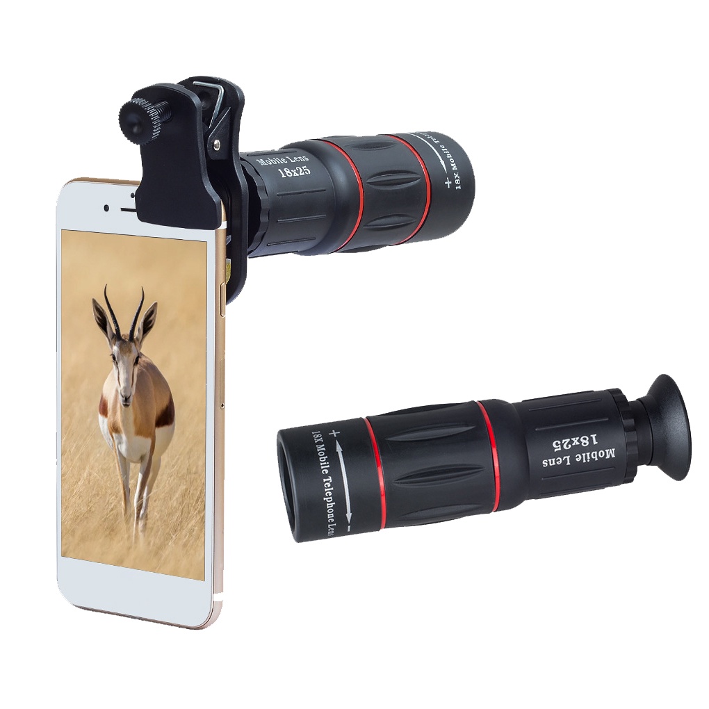 Lensa Teleskop telephoto Eksternal zoom 18x Adjustable Untuk Kamera Handphone