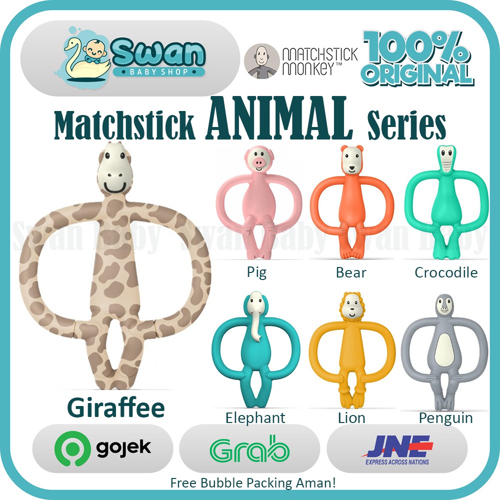 Matchstick Monkey Teether Teething Toy / Gigitan bayi / Animal Series