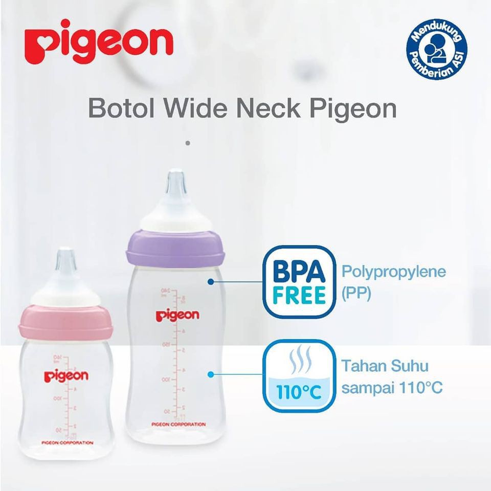 BOTOL SUSU WIDE NECK PIGEON 160ML / 240ML BPA FREE