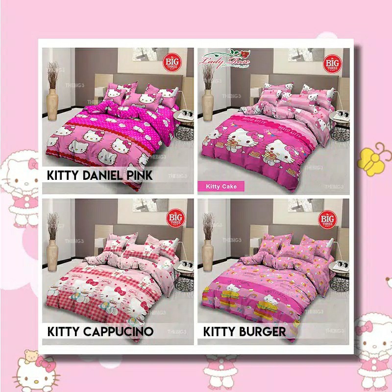 Bedcover + Sprei Rumbai 180x200 Lady Rose Kitty Daniel Pink - King 180 Ladyrose Hello Burger Bc