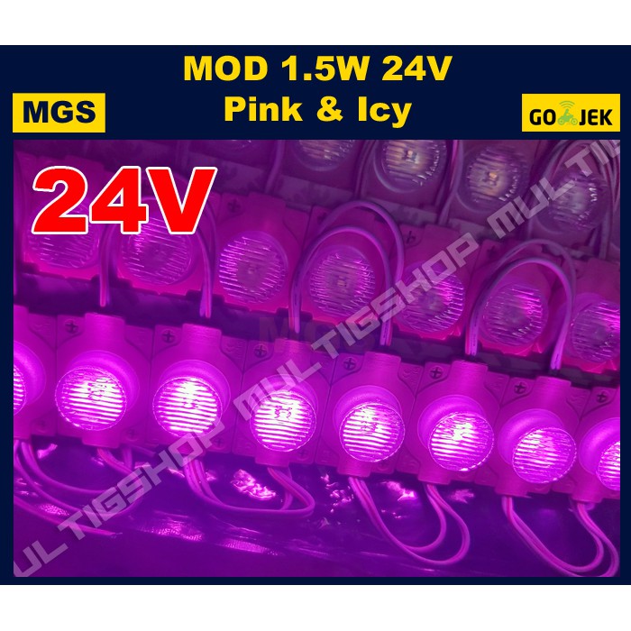 100Pcs Modul LED 1.5w 1 LED 24v - Pink Icy