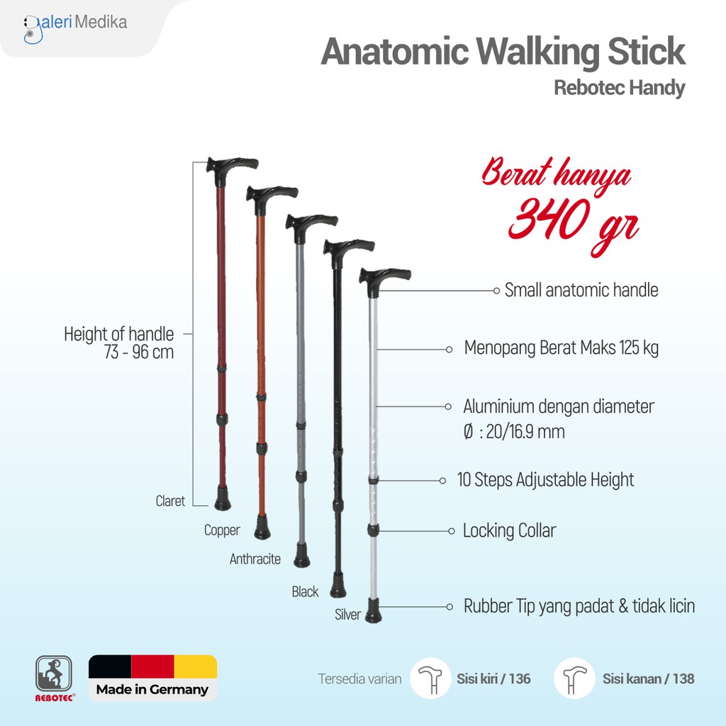 Tongkat Jalan / Tongkat Orang Tua Rebotec Handy 136/138 - Tongkat Bantu Jalan