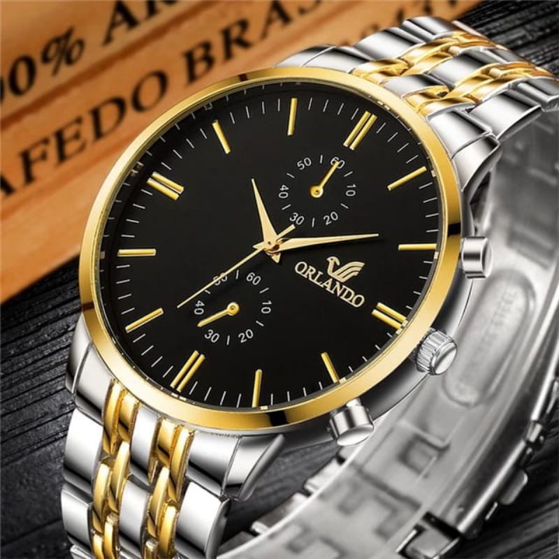 JAM TANGAN RANTAI PRIA FASHION STAINLEES STAILEE BISNIS ORLANDO