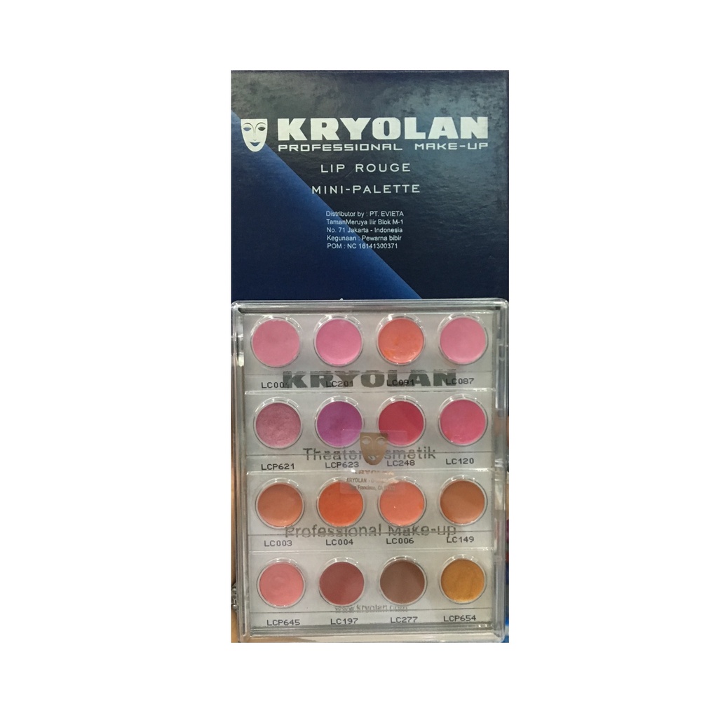 Kryolan Lip Rouge Mini Palette 16 Warna