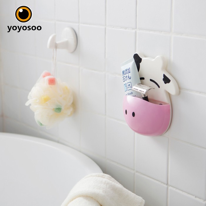 CUCI GUDANG Sapi Kamar Mandi Dapur Penyimpanan Sikat Gigi Pemegang Piala Suction Hooks-yoyosoo