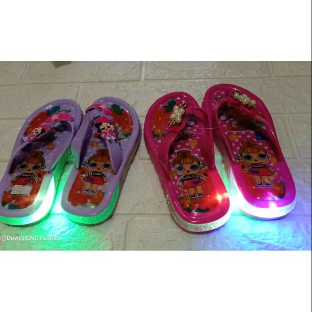 Sandal karet lol  led  anak perempuan