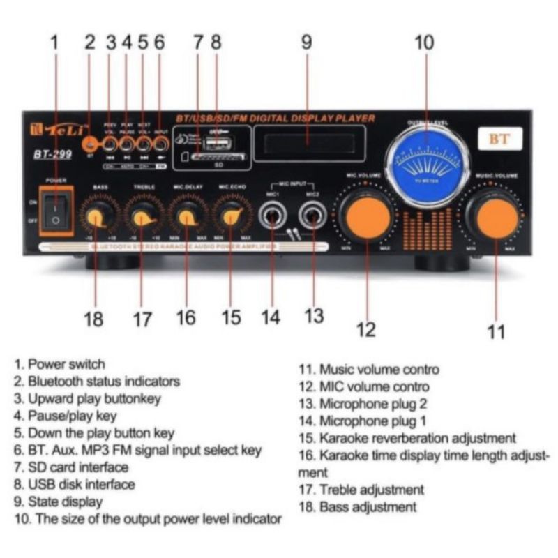 POWER AMPLIFIER DIGITAL BLUETOOTH FLECO BT-299 STEREO - AMPLI KARAOKE FLECO BT-299 AC DC-AMPLI MURAH