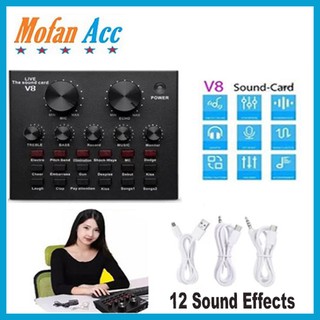 Sound Card V8 Singing Live Soundcard Mixer External Audio Microphone