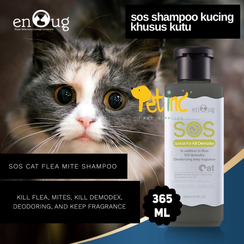 SOS Cat Shampoo for flea and mite (kutu) 365ml