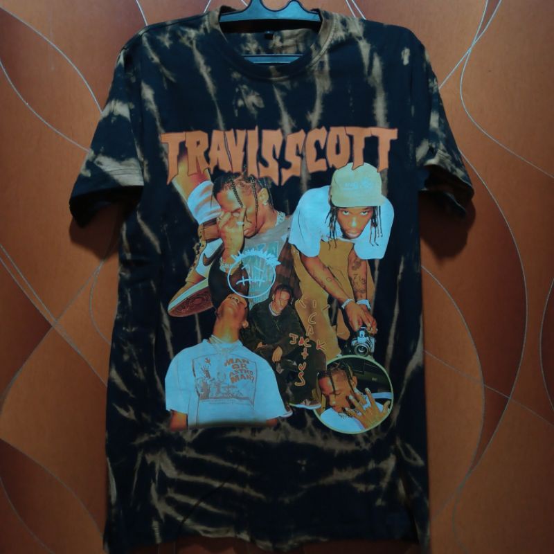 Travis Scott Bleached Rap Tee / Kaos Musik Rap Hip-Hop Tiedye Travis Scott Oversize T-shirt