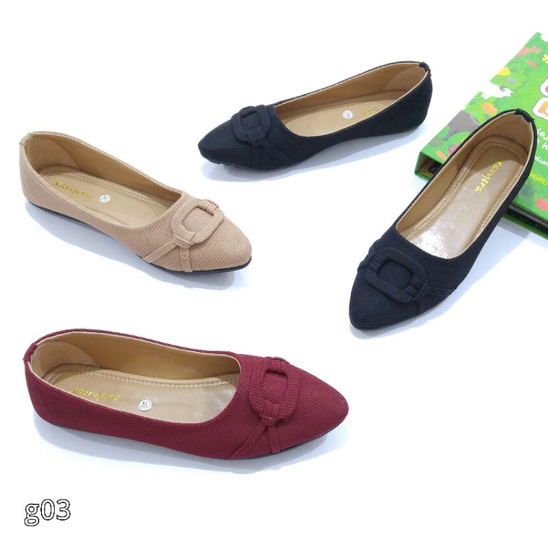 Borneo Sepatu Wanita Flat Flatshoes Bahan Kanvas Slip on by Xavyera kode g03