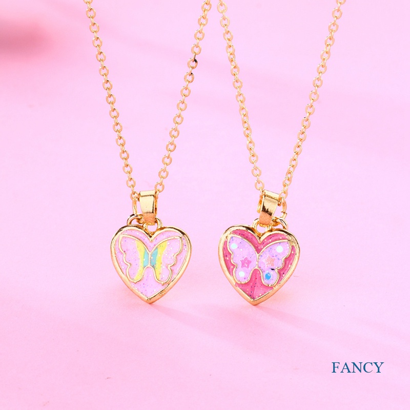 2pcs Kalung Rantai Dengan Liontin Bentuk Kupu-Kupu Untuk Hadiah