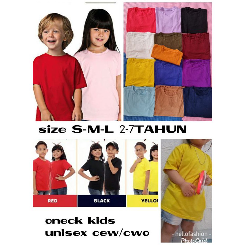 KAOS POLOS ANAK OKIDS/KAOS ANAK ONECK/OKIDS/SIZE SML UMUR 2-7TAHUN