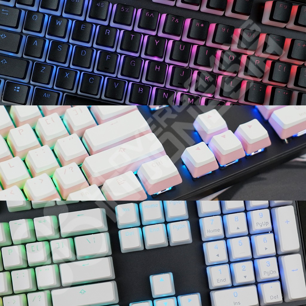 Keycaps CLV Pudding - PBT Double Shot Puding Keycap Set 104 Mechanical Keyboard Black White