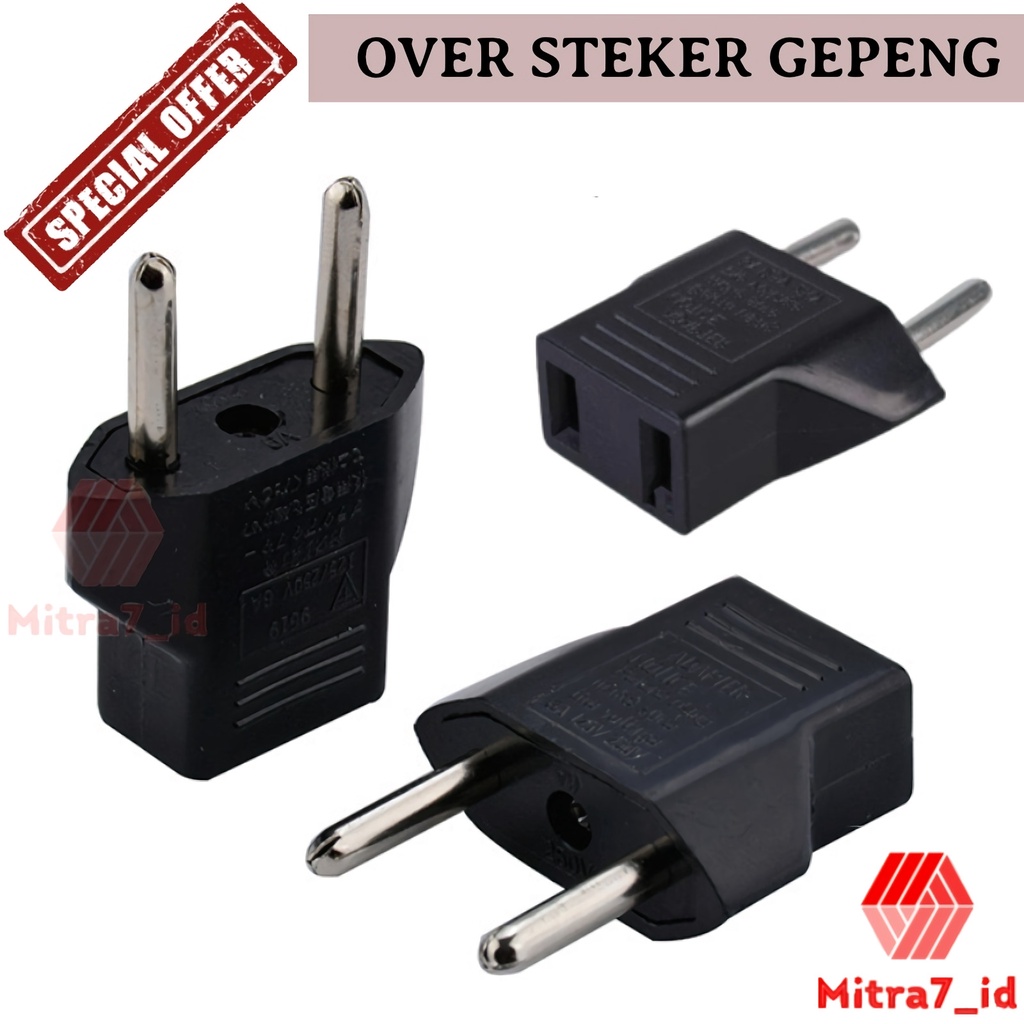 [M7] ADAPTOR KEPALA CHARGER COLOKAN OVER STEKER SAMBUNGAN LISTRIK GEPENG KE BULAT 2 LUBANG CONVERTER