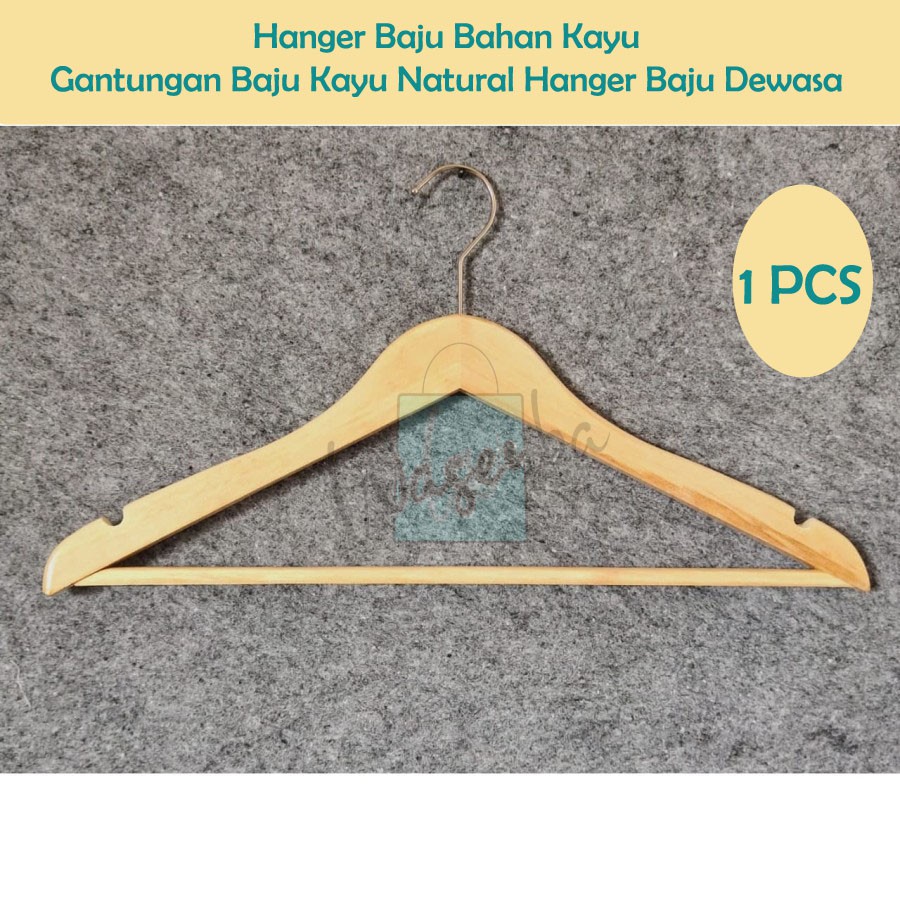 Hanger Baju Bahan Kayu - Gantungan Baju Kayu Natural Hanger Baju Dewasa