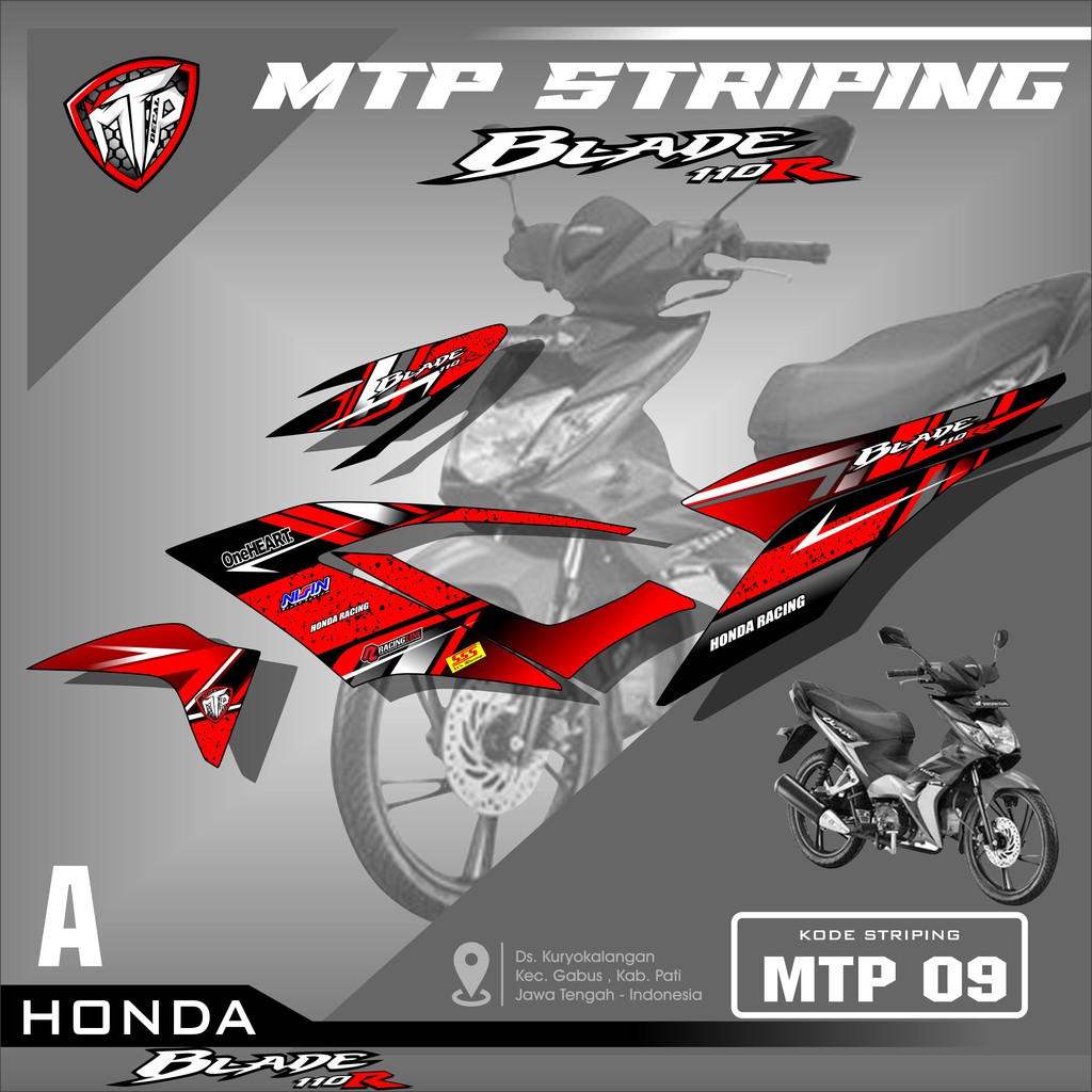 (PROMO)Sticker Striping Blade 110 Karbu- Stiker Variasi Motor Honda Blade Motif Racing Mtp 09 Keren