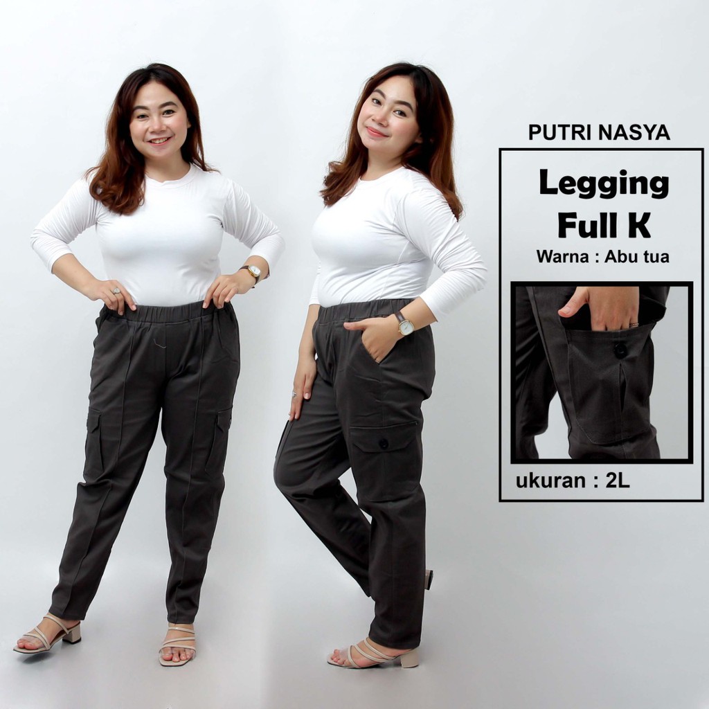 Putri Nasya - Celana Big Size Panjang Ukuran 8L,6L,5L,4L,2L,XL, All Size Warna Cream Moca Capucino Abu Tua Muda Hitam