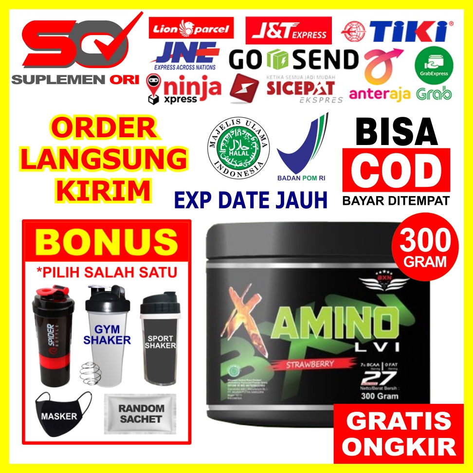 BXN Amino 300 Gr BXN Amino LVI 300 Gram Rasa Strawberry ASLI ORIGINAL HALAL BPOM BXN Amino 300 Gram 