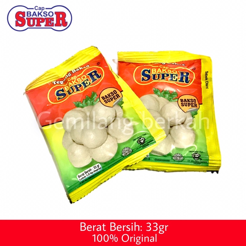 

Tepung Pengenyal Bakso Cap Bakso Super 33gr Berkualitas Murah Harga Grosir Original