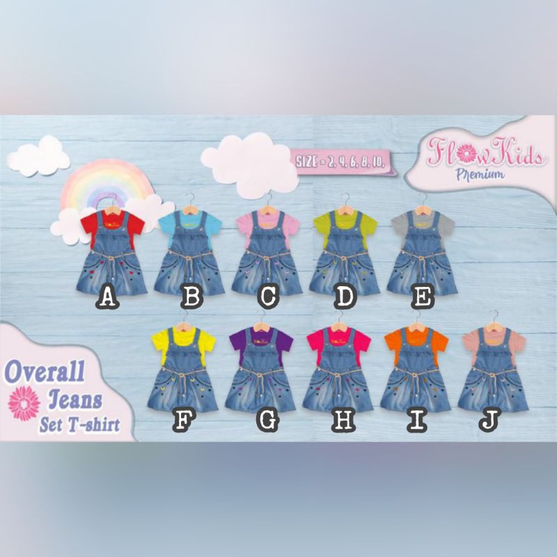 set overall jeans tshirt flowkids