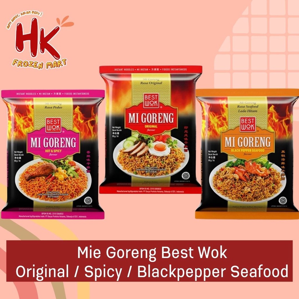 

Mie Goreng Best Wok - Original / Hot Spicy / Blackpepper Seafood / indomie instan / HK Frozen Mart