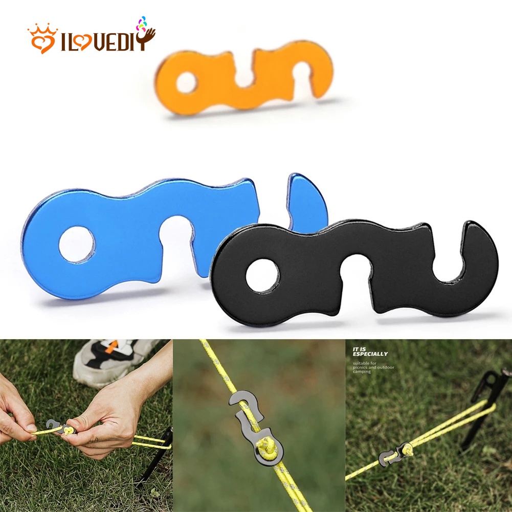 10pcs Gesper Tali Tenda Bentuk S Adjustable Untuk Camping / Outdoor