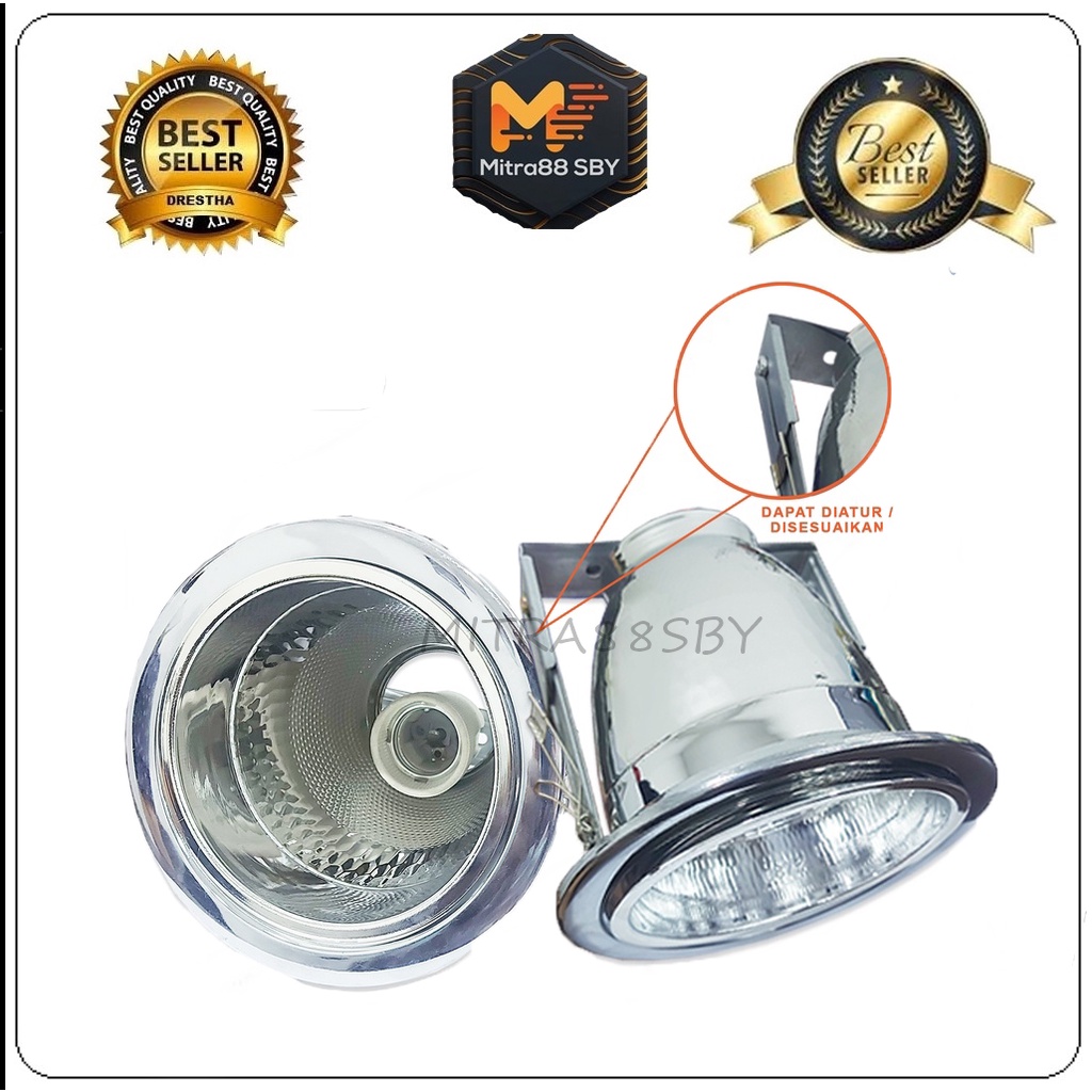 Mitra88sby Downlight 3.5 inch dan 4 inch Tebal Adjustable plus Fitting E27 Bulat / Lampu Plafon material aluminium