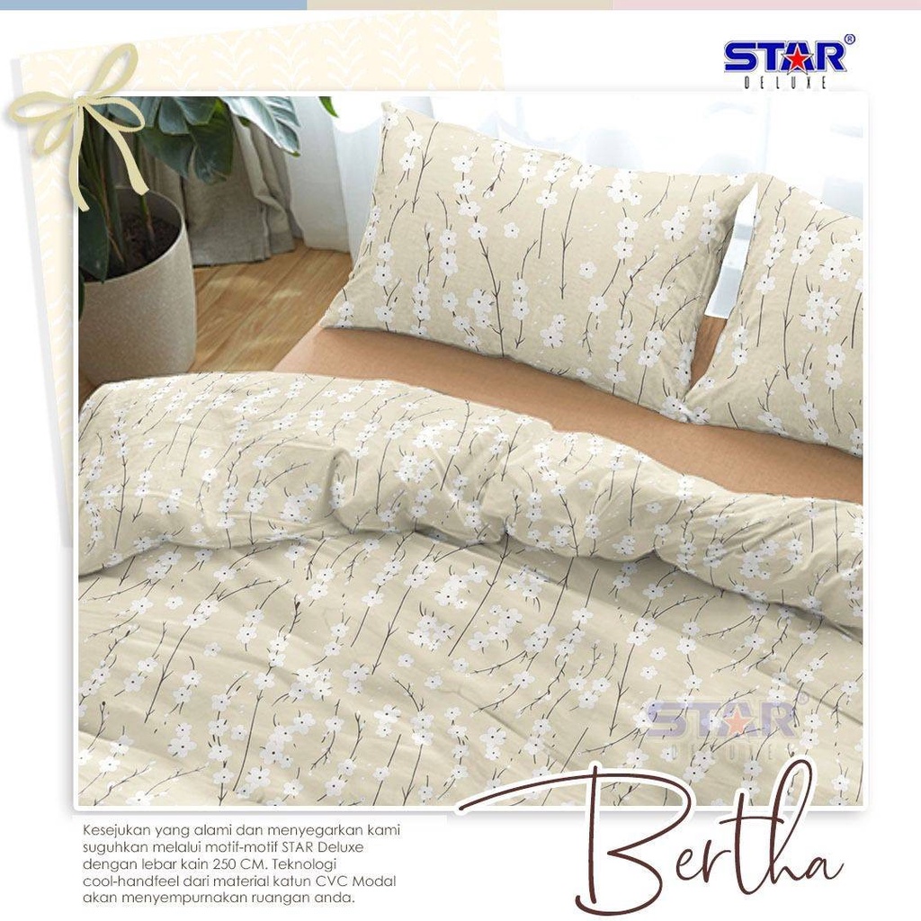 Bedcover & Sprei Premium Katun STAR Motif Bertha Coklat