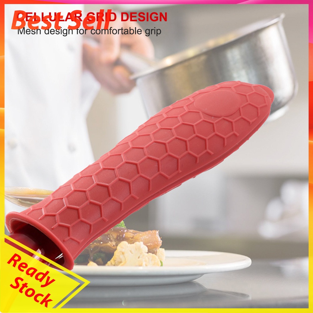 Silicone Anti-Hot Pot Handle Grip Cover Non-Slip Honeycomb Skillet Sleeve