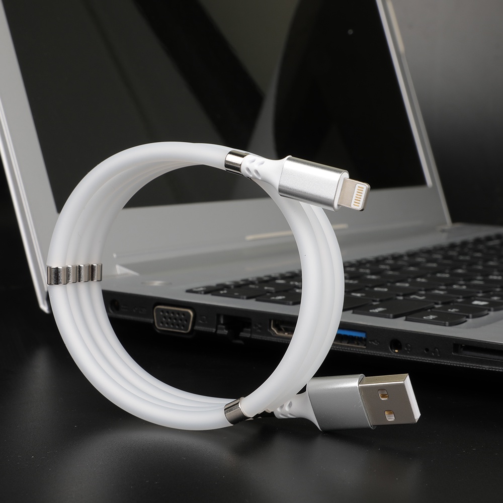 BESTE KABEL Self Winding I-Phone CABLE MAGNETIC FAST CHARGING 2,4A