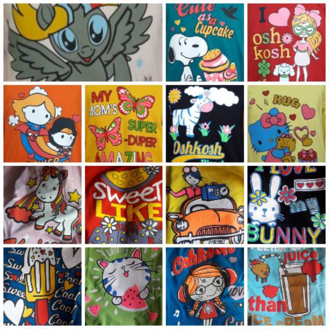 Kaos Anak Perempuan Motif oskosh Premium size 2T -20T | Baju Anak Cewe Oshkosh premium Cotton Combad 2T 4T 6T 8T 10T 12T 14T 16T 18T 20T