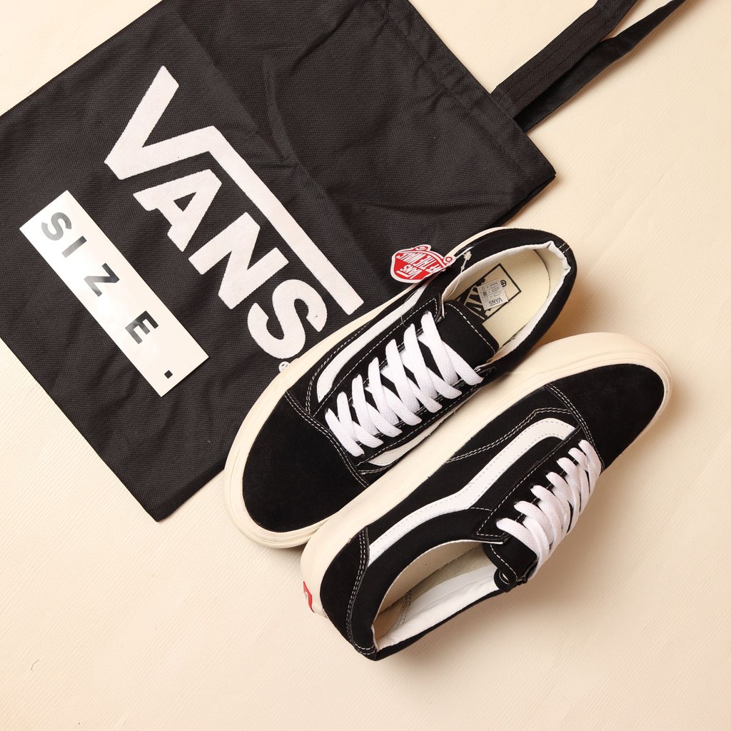 Paket 100% Import Vans Old Skool OG BlacK White + Tote Bag Vans