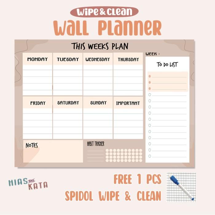 Book Daily Planner Wekkly Planner Aesthetic Agenda Mingguan Free 1Spidol