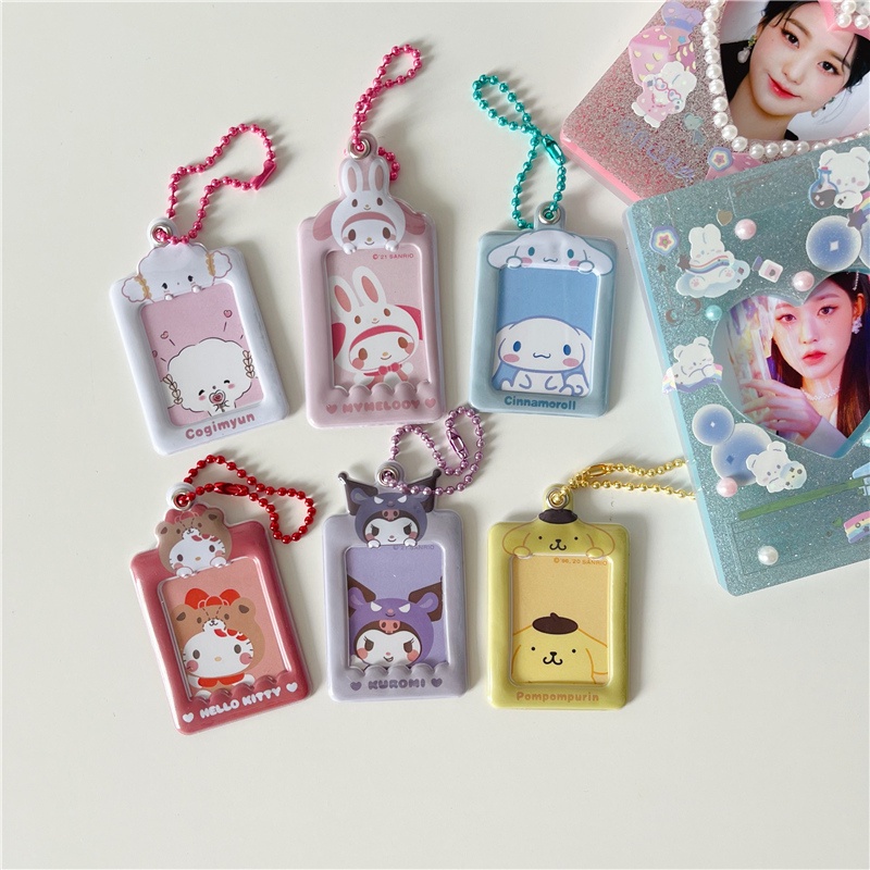 Tas Holder Kartu Foto Desain Sanrio 1 Inch Tahan Air Dengan Rantai Untuk Alat Tulis Sekolah