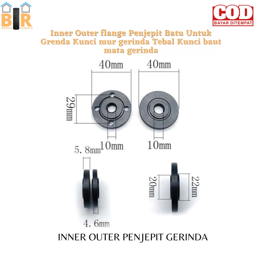 Ring Gerinda M10 Inner Outer Flange Penjepit Batu Untuk Grenda Kunci Mur Gerinda Tebal Kunci Baut Mata Gerinda