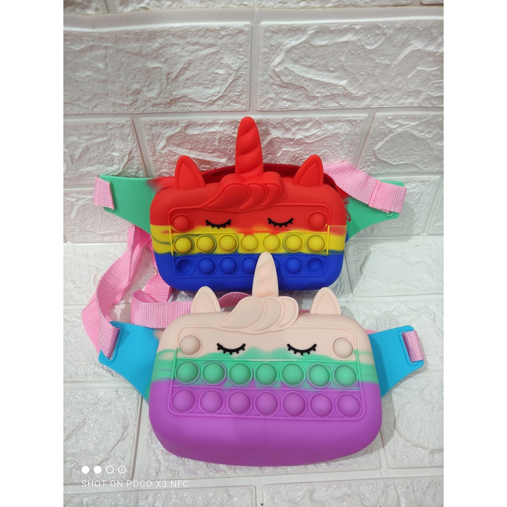 TAS MODEL KUDA PONI TERMURAH DAN TERTLARIS/TAS ANAK POP IT BESAR MOTIF UNICORN