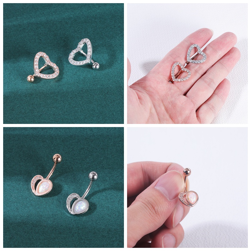 1pc Anting Tindik Perutpusar Stainless Steel Model Kupukupubintang Hias Batu Opal Untuk Wanita