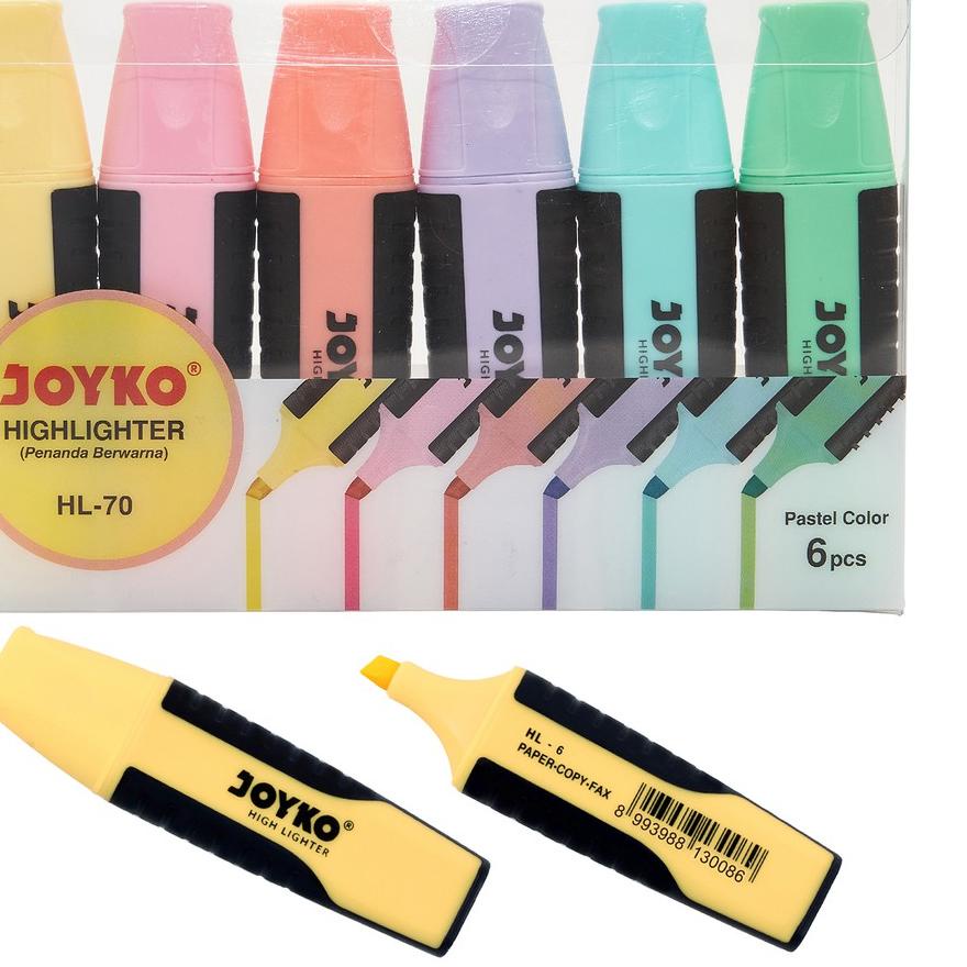 

*Hot* Highlighter Penanda Berwarna Joyko HL-70 Pastel Color 1 Set 6 Pcs Termurah