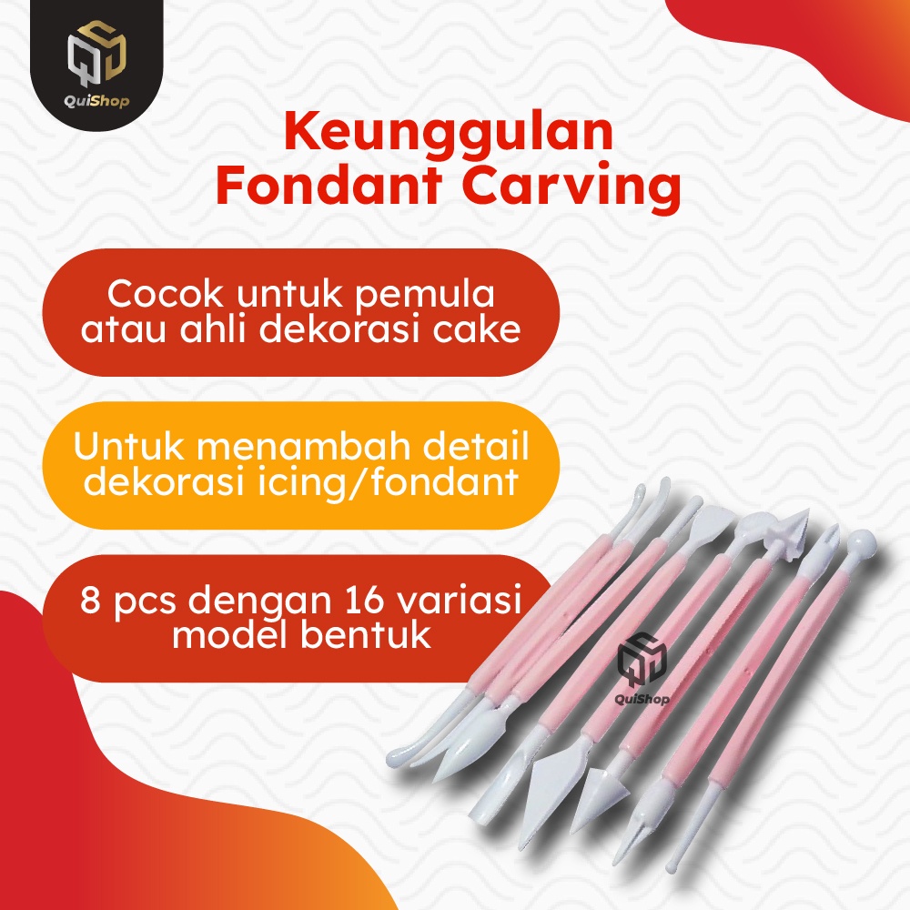 Fondant Carving Set 8 Modelling Alat Dekorasi Kue Clay Fondant Tools Peralatan Dapur Berkualitas Termurah-2