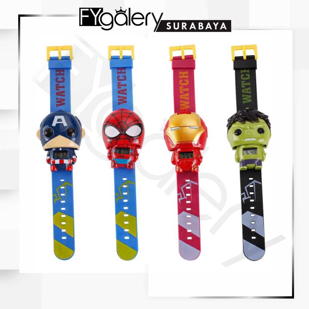 FYGALERYSURABAYA J157 Jam Tangan Karakter Anak Kids Fashion Superhero Digital Watch