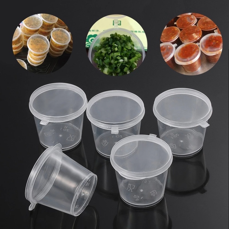 10pcs / Set Botol Plastik Transparan Sekali Pakai 27-80ML Anti Bocor Portable Untuk Saus / Cat