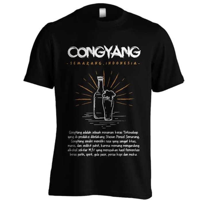 KAOS SABLON MINUMAN KERAS - CONG YANG - HITAM UKURAN S-XXL