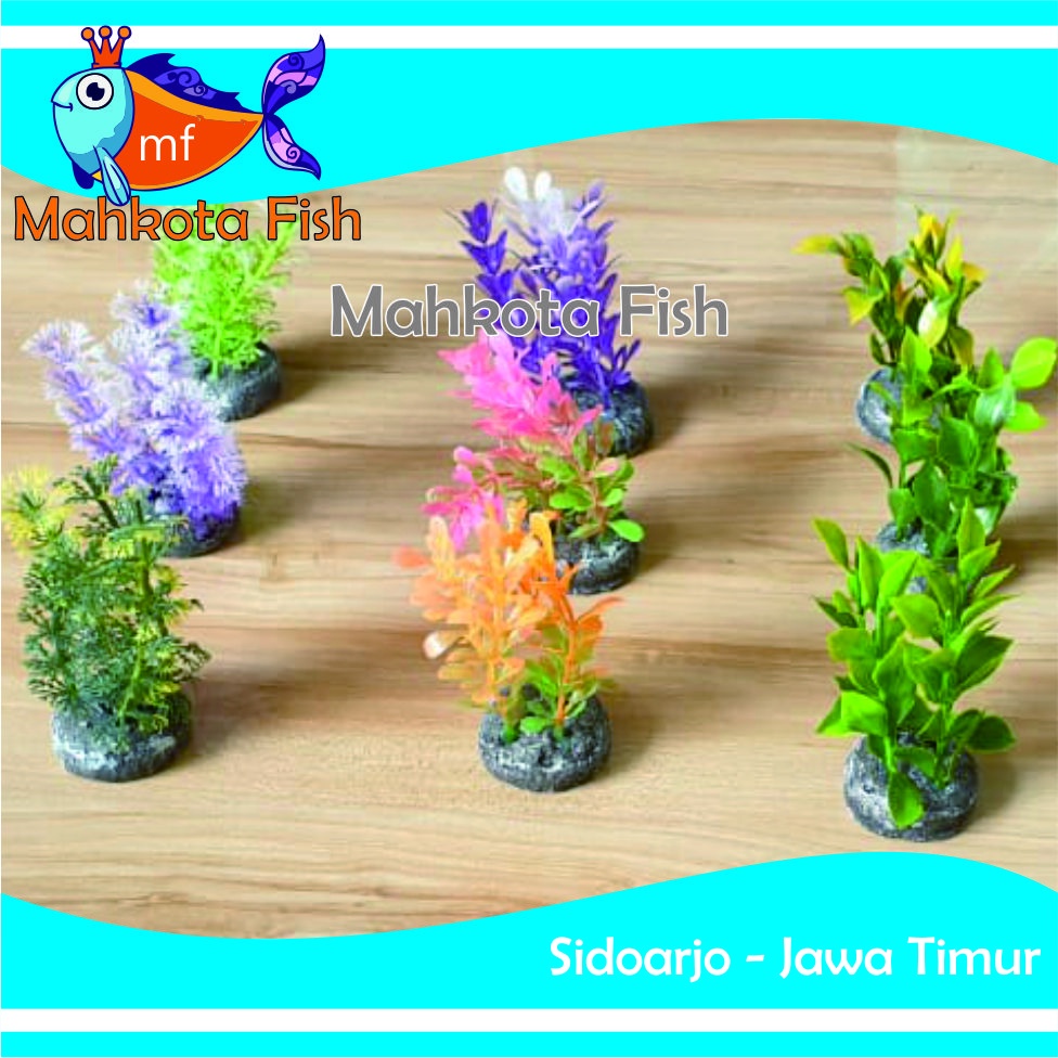 Hiasan Aquarium TANAMAN 4 SISI (CAMPUR) | Bunga Plastik Aquarium | Bunga Hiasan Aquarium | Tanaman Hias Aquarium