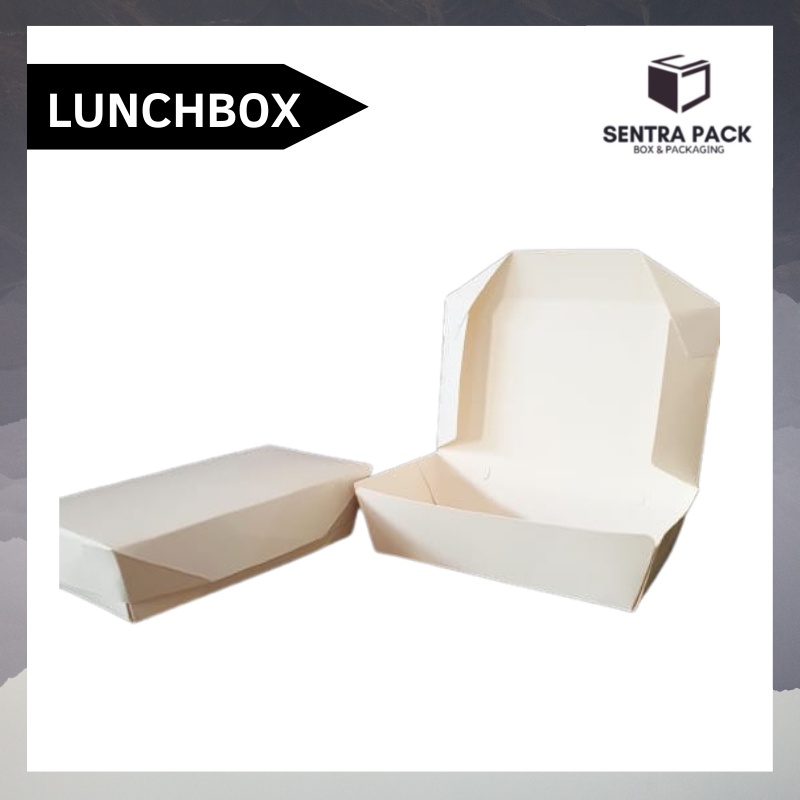 

Paper Lunch Box food grade laminasi putih ivory ukuran M dan L