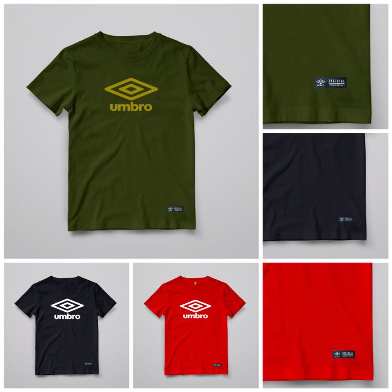 Kaos Umbro T-shirt Basic Green army Gold - Red White Atasan Kaos Umbro bahan Cotton Combed KAOS CASU