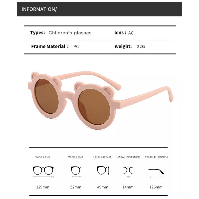 ( GS ) Kacamata Hitam Anak Frame Beruang FashiON Import