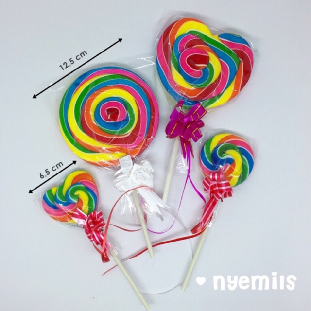 

Permen lolipop besar 12,5cm candy lollypop bulat dan hati